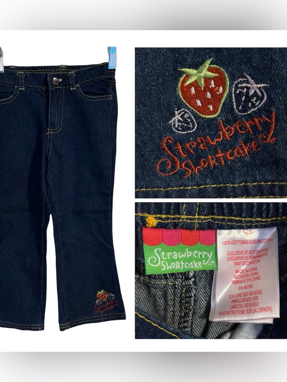 Girls' Vintage Strawberry Shortcake Dark Blue Jeans ❤️🍓